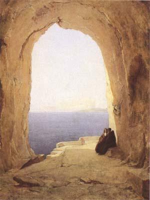 Karl Blechen Monks at the Gulf of Naples (mk09) Norge oil painting art